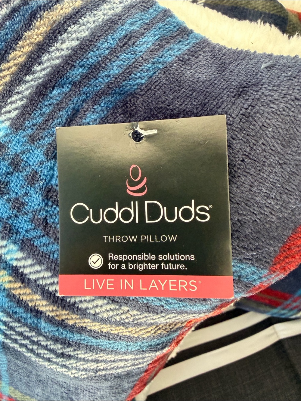 3 Cuddl Duds Plaid Print Plush Throw Pillow. 20”x20”. Multicolor. New with Tags - Picture 13 of 16